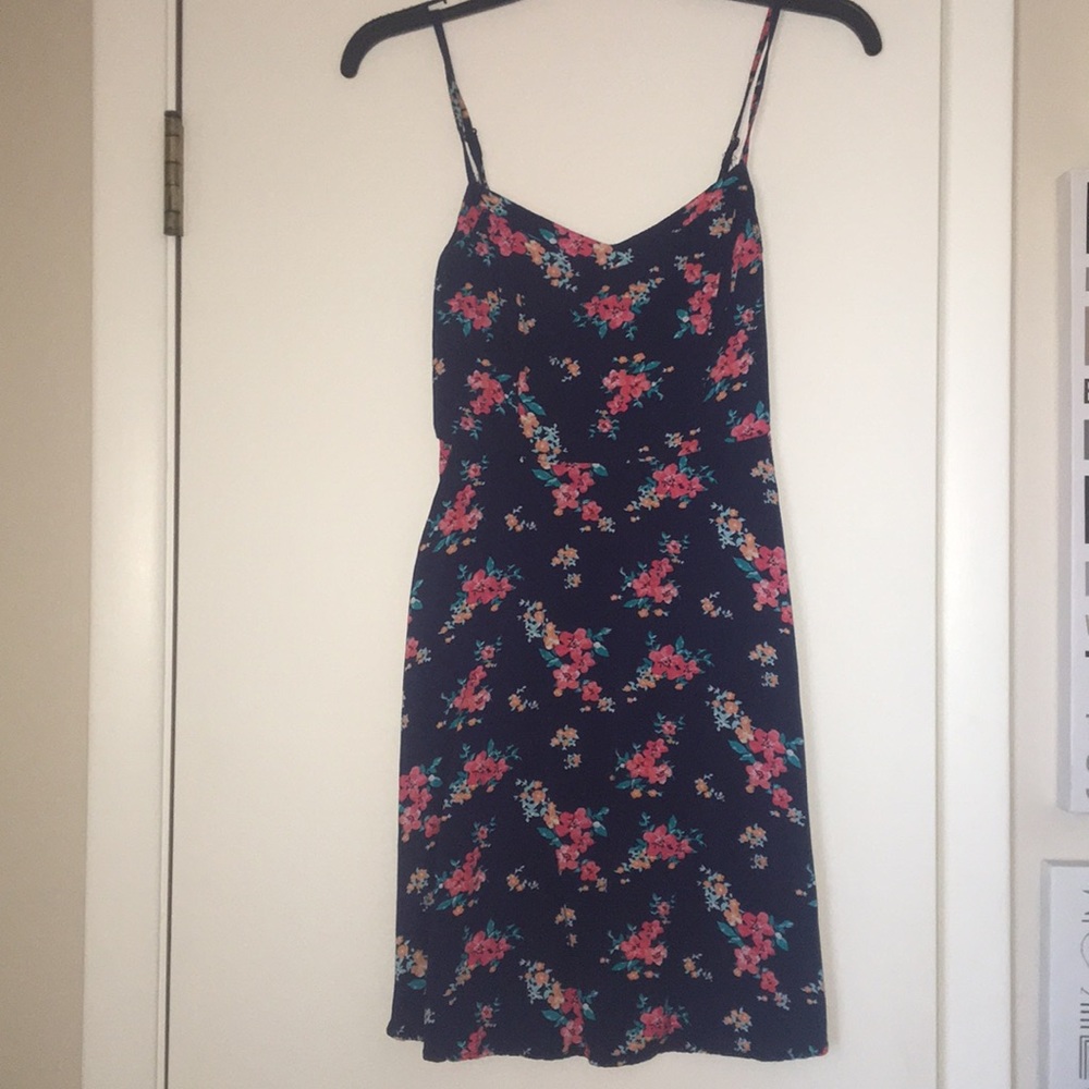 Navy blue floral summer dress